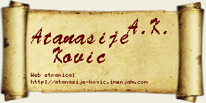 Atanasije Ković vizit kartica